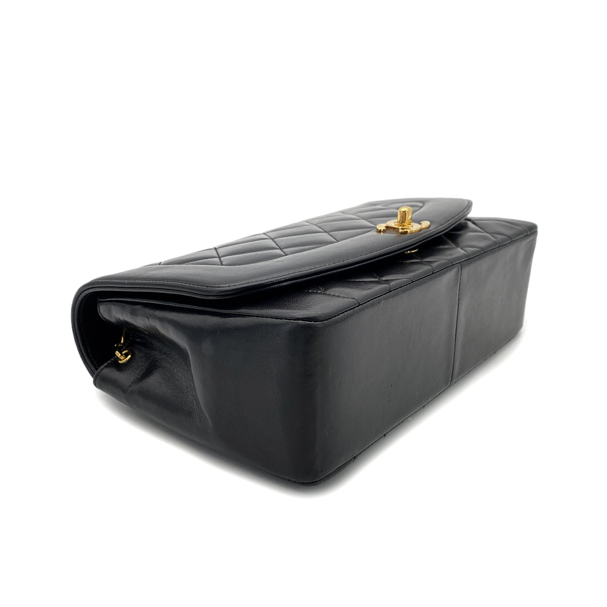 CHANEL VINTAGE DIANA MEDIUM CHAIN SHOULDER BAG BLACK LAMB SKIN 90268069