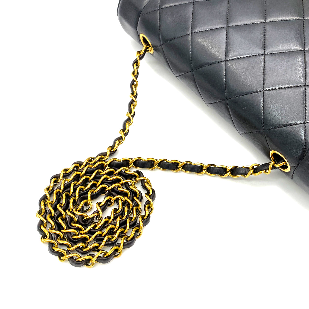 CHANEL VINTAGE DIANA MEDIUM CHAIN SHOULDER BAG BLACK LAMB SKIN 90268069