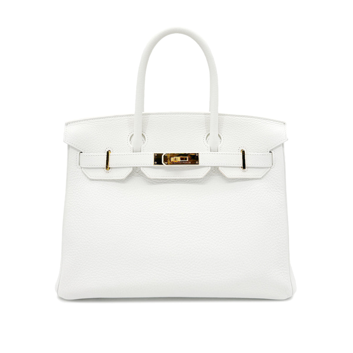 HERMES BIRKIN 30 WHITE TAURILLON CLEMENCE HAND BAG T GHW 90268071