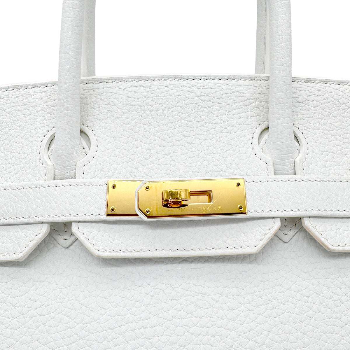 HERMES BIRKIN 30 WHITE TAURILLON CLEMENCE HAND BAG T GHW 90268071