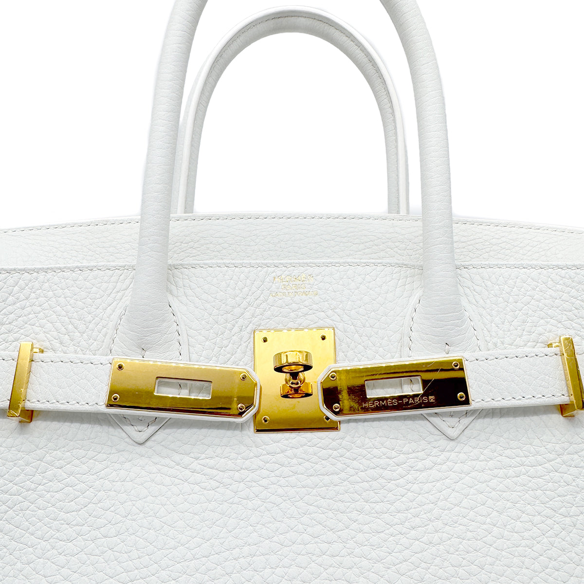 HERMES BIRKIN 30 WHITE TAURILLON CLEMENCE HAND BAG T GHW 90268071