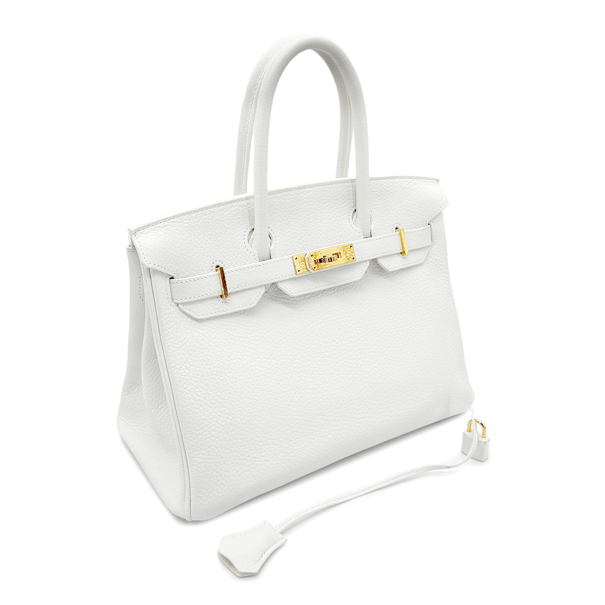 HERMES BIRKIN 30 WHITE TAURILLON CLEMENCE HAND BAG T GHW 90268071