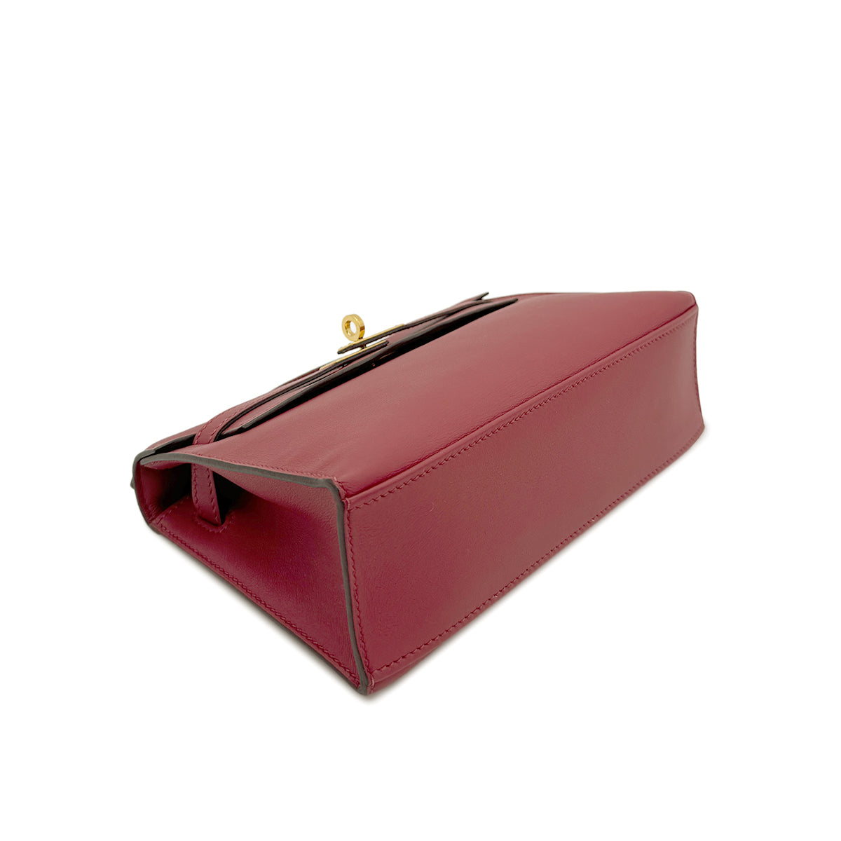HERMES KELLY POCHETTE SELLIER ROUGE GRENAT SWIFT HAND BAG X GHW 90268076