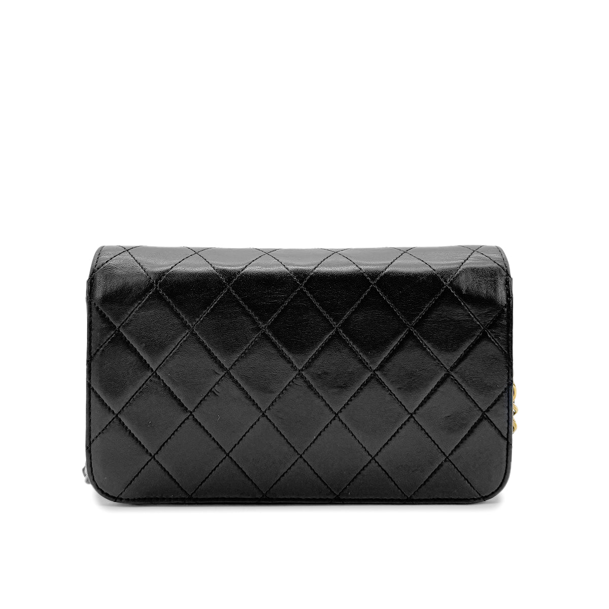 CHANEL VINTAGE FULL FLAP CHAIN SHOULDER BAG BLACK LAMB SKIN 90268082