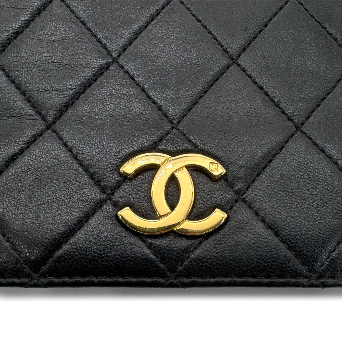 CHANEL VINTAGE FULL FLAP CHAIN SHOULDER BAG BLACK LAMB SKIN 90268082