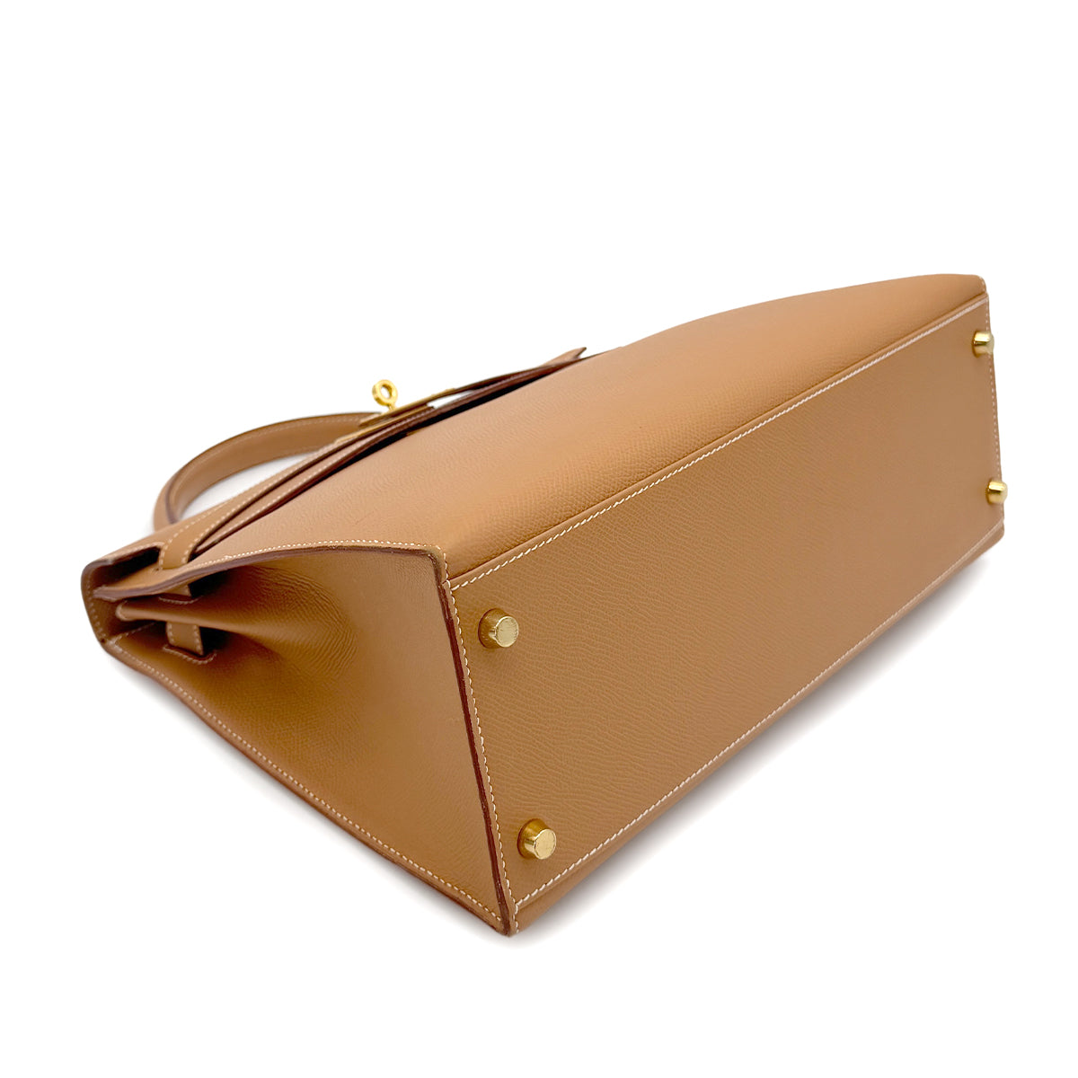 HERMES KELLY 32 SELLIER NATURAL COUCHVEL HAND SHOULDER BAG □C GHW 90268083