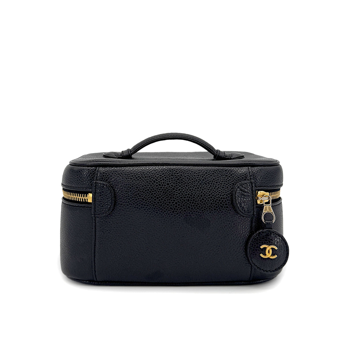 CHANEL VINTAGE VANITY HAND BAG BLACK CAVIAR SKIN 90268086