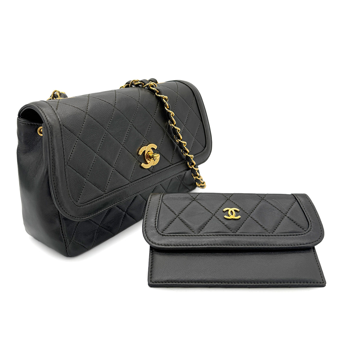 CHANEL VINTAGE MATELASSE CHAIN SHOULDER BAG KAHKI LAMB SKIN 90268184