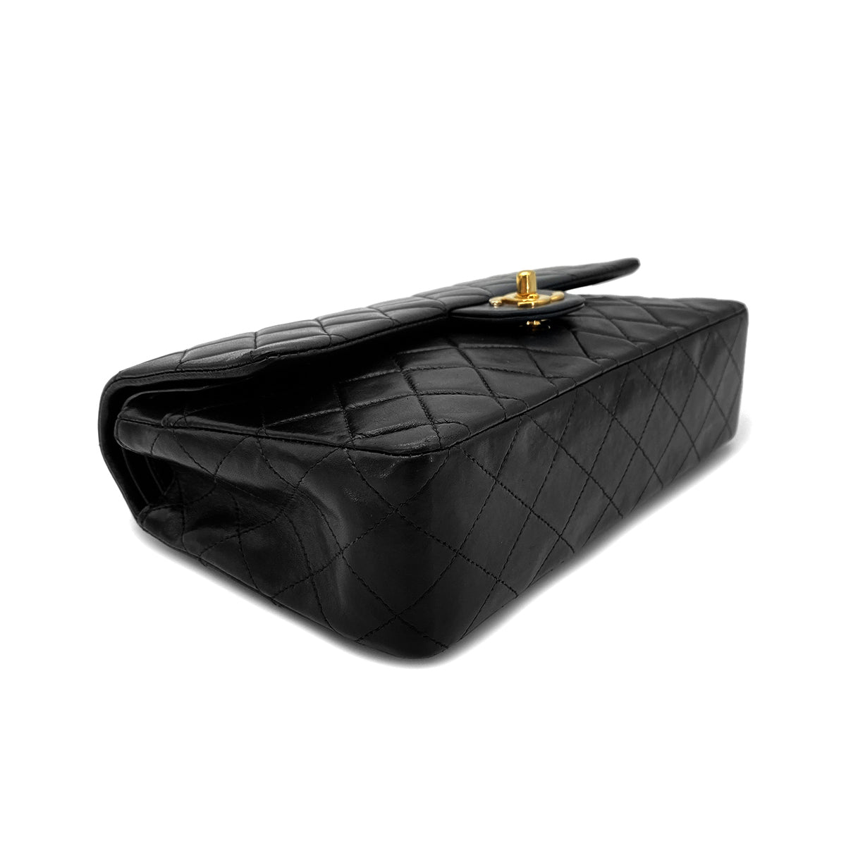 CHANEL VINTAGE CLASSIC FLAP MEDIUM CHAIN SHOULDER BAG BLACK LAMB SKIN  90268185