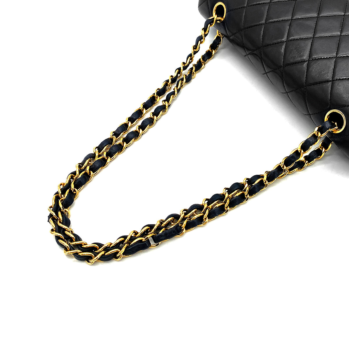 CHANEL VINTAGE CLASSIC FLAP MEDIUM CHAIN SHOULDER BAG BLACK LAMB SKIN  90268185