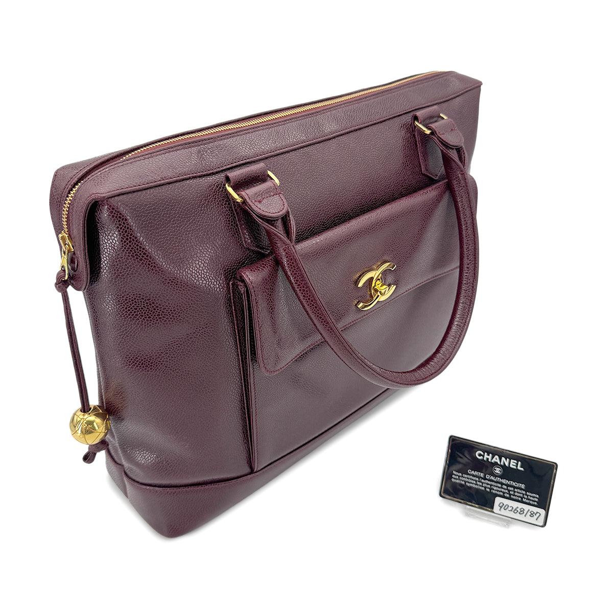 CHANEL VINTAGE TOTE BAG BORDEAUX CAVIAR SKIN 90268187