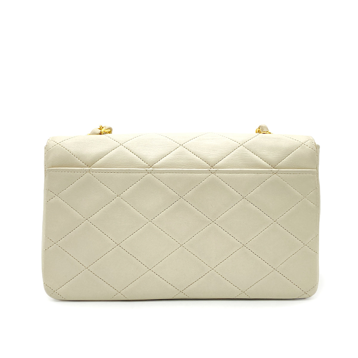 CHANEL VINTAGE MATELASSE CHAIN SHOULDER BAG BEIGE LAMB SKIN 90268188