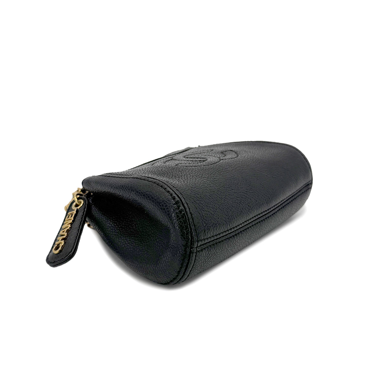 CHANEL VINTAGE CHAIN SHOULDER BAG BLACK CAVIAR SKIN 90268192