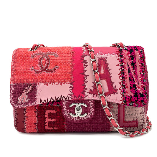 CHANEL CHAIN SHOULDER BAG PATCHWORK MULTICOLOR CANVAS LEATHER 90268196