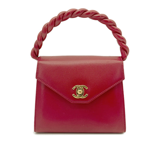 CHANEL VINTAGE HAND BAG RED LAMB SKIN 90268197