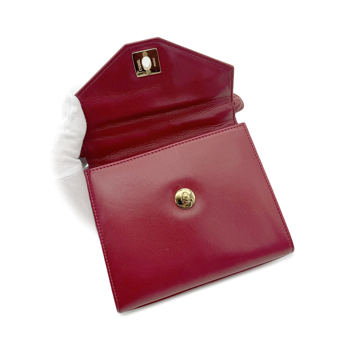 CHANEL VINTAGE HAND BAG RED LAMB SKIN 90268197