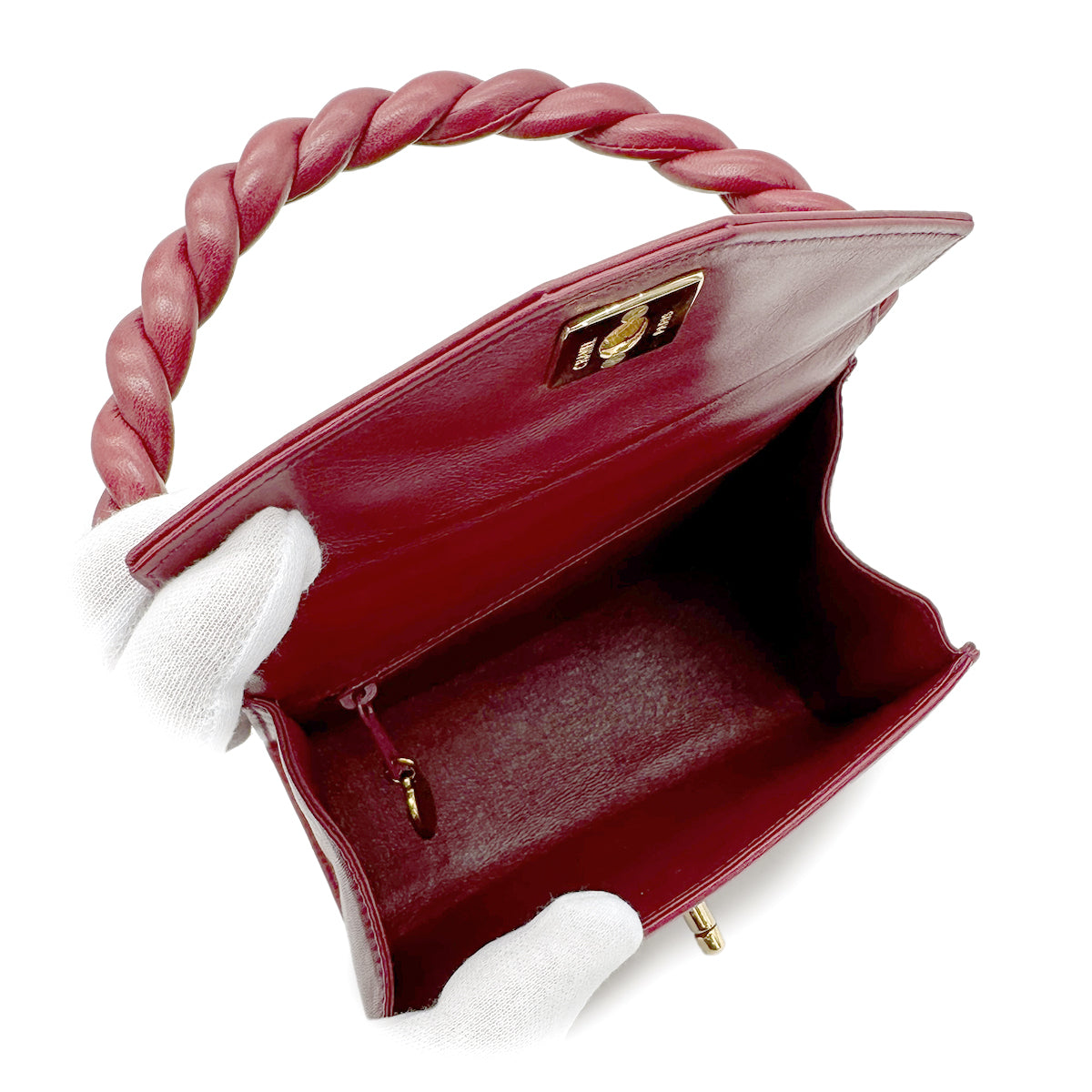 CHANEL VINTAGE HAND BAG RED LAMB SKIN 90268197