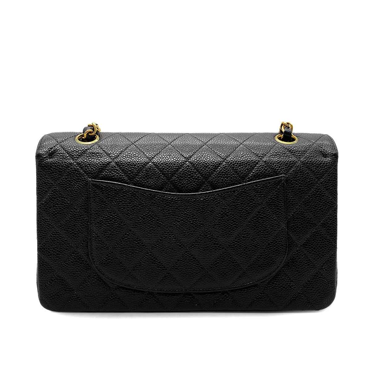 CHANEL VINTAGE CLASSIC FLAP MEDIUM CHAIN SHOULDER BAG BLACK CAVIAR SKIN 90268199