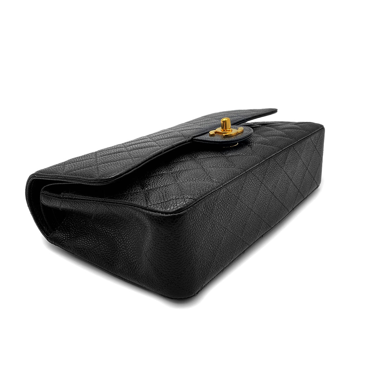 CHANEL VINTAGE CLASSIC FLAP MEDIUM CHAIN SHOULDER BAG BLACK CAVIAR SKIN 90268199