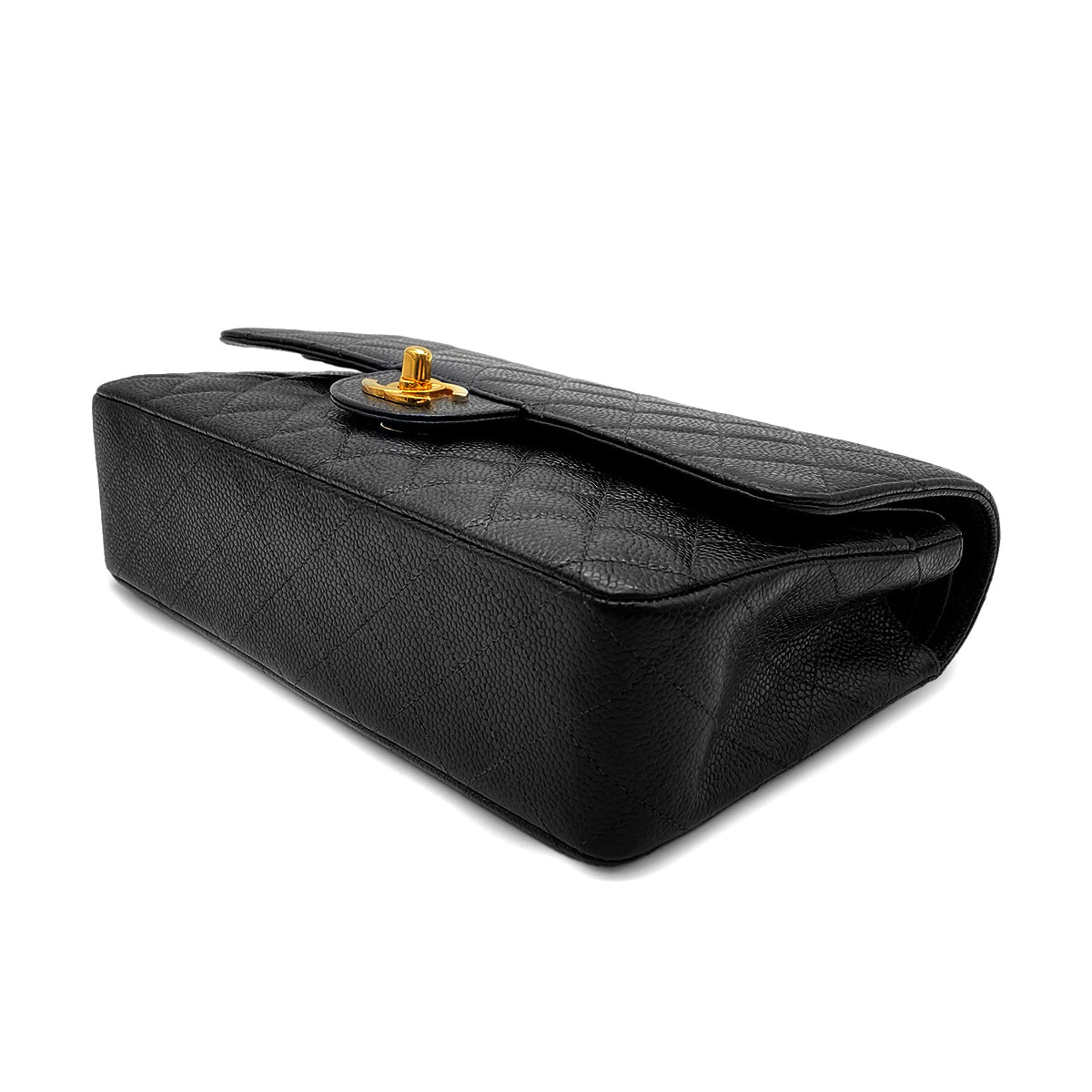 CHANEL VINTAGE CLASSIC FLAP MEDIUM CHAIN SHOULDER BAG BLACK CAVIAR SKIN 90268199