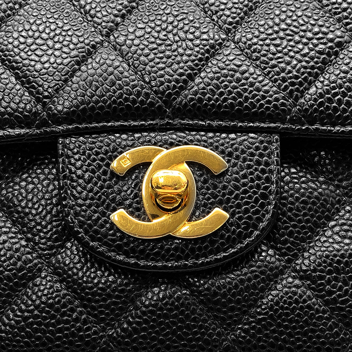 CHANEL VINTAGE CLASSIC FLAP MEDIUM CHAIN SHOULDER BAG BLACK CAVIAR SKIN 90268199