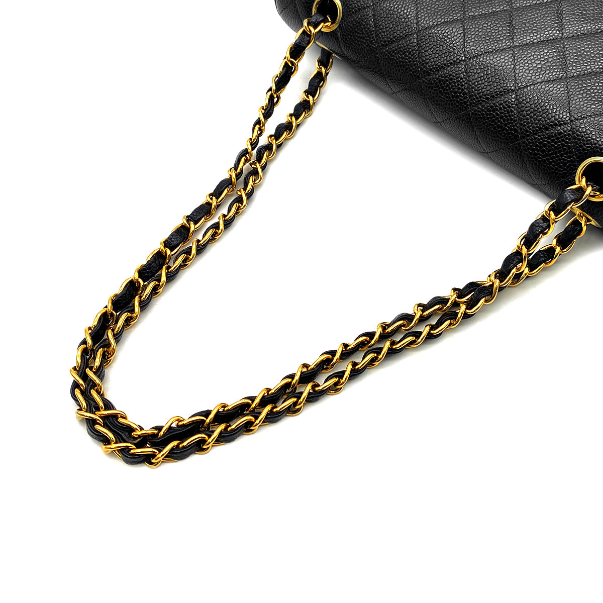 CHANEL VINTAGE CLASSIC FLAP MEDIUM CHAIN SHOULDER BAG BLACK CAVIAR SKIN 90268199
