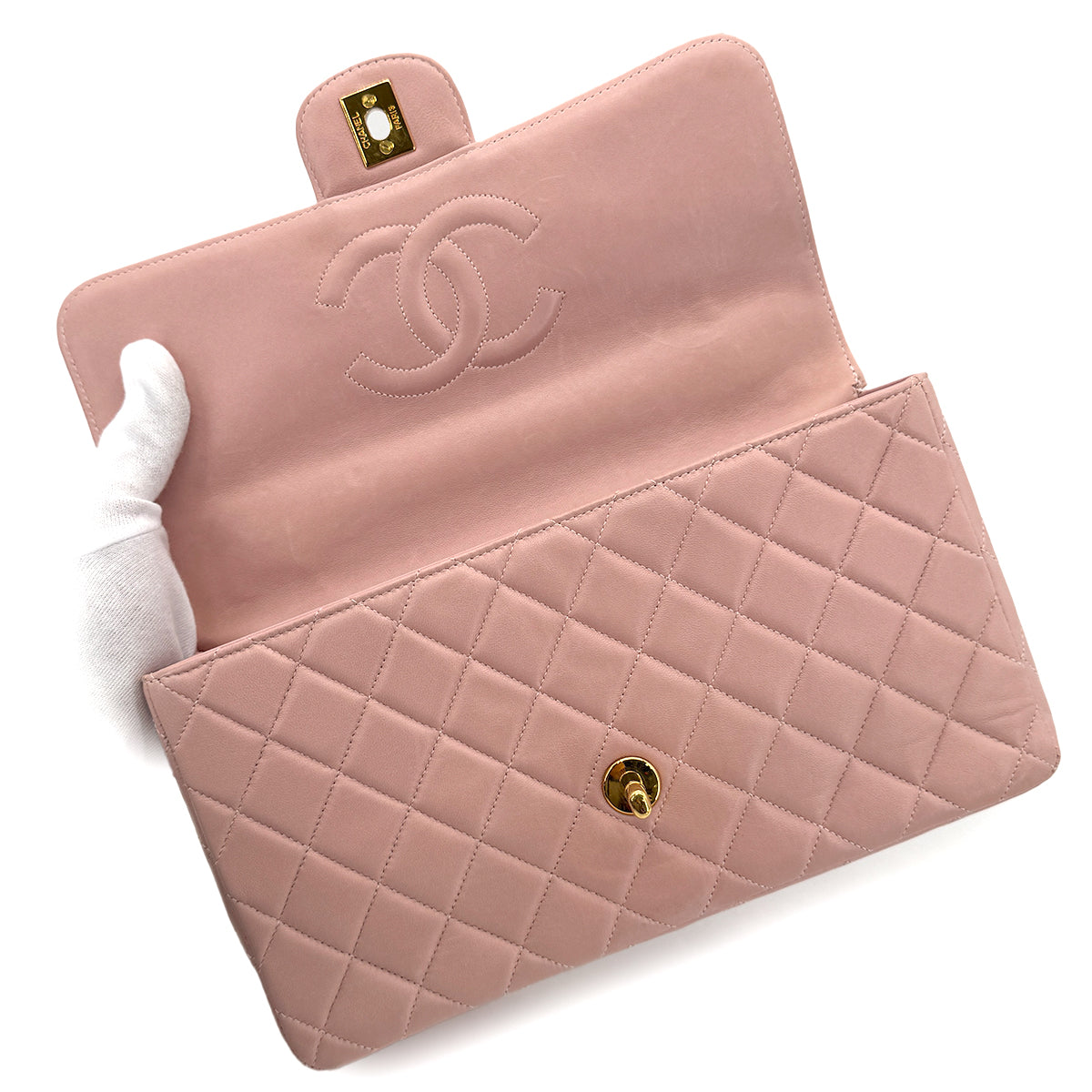 CHANEL VINTAGE PARENT-CHILD BAG PARENTS ONLY PINK LAMB SKIN 90268200
