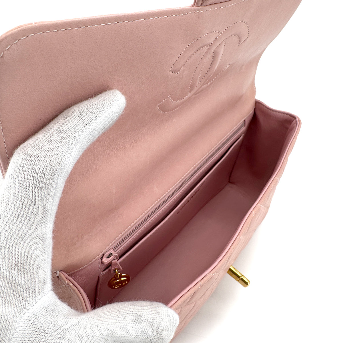 CHANEL VINTAGE PARENT-CHILD BAG PARENTS ONLY PINK LAMB SKIN 90268200