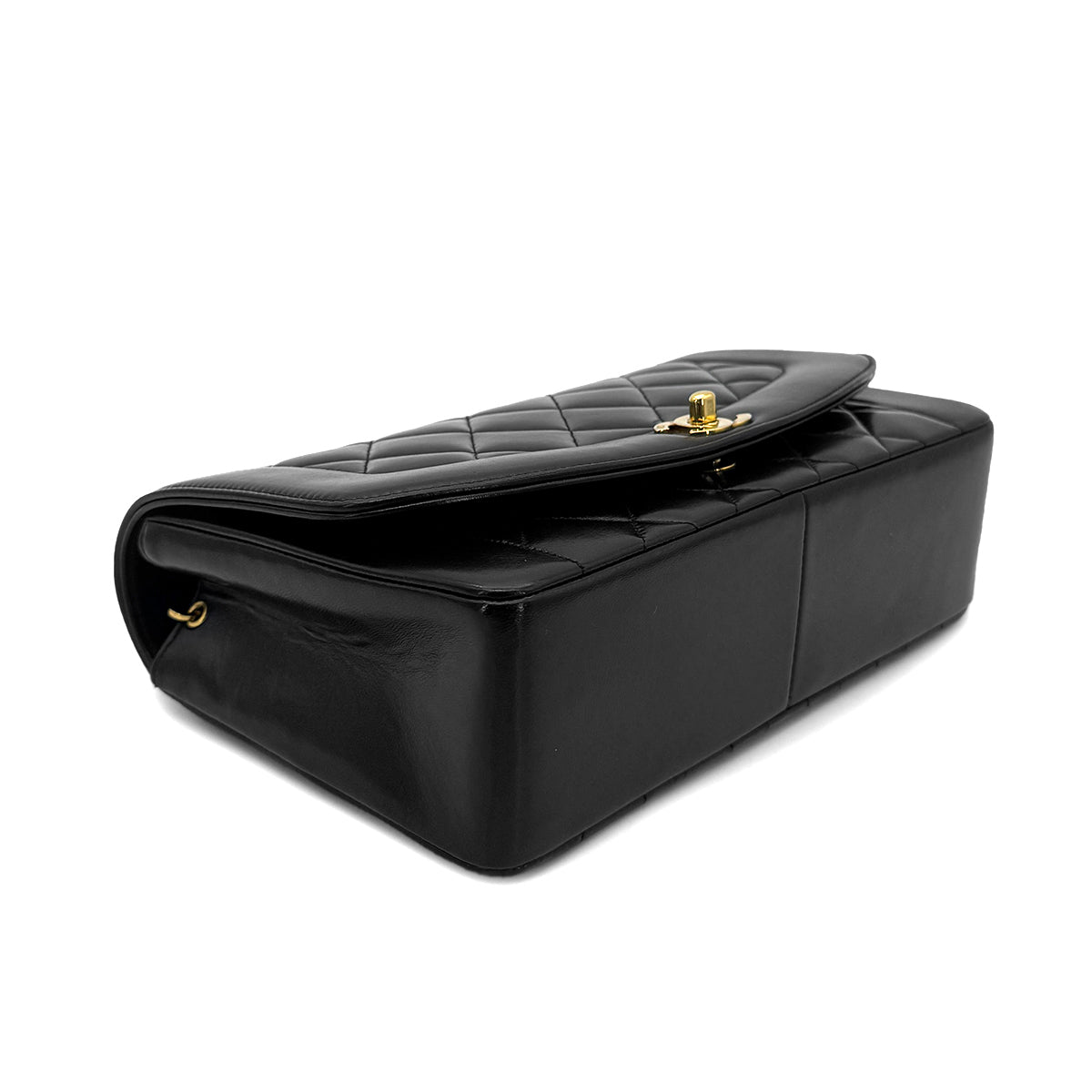 CHANEL VINTAGE DIANA MEDIUM CHAIN SHOULDER BAG BLACK LAMB SKIN 90268321