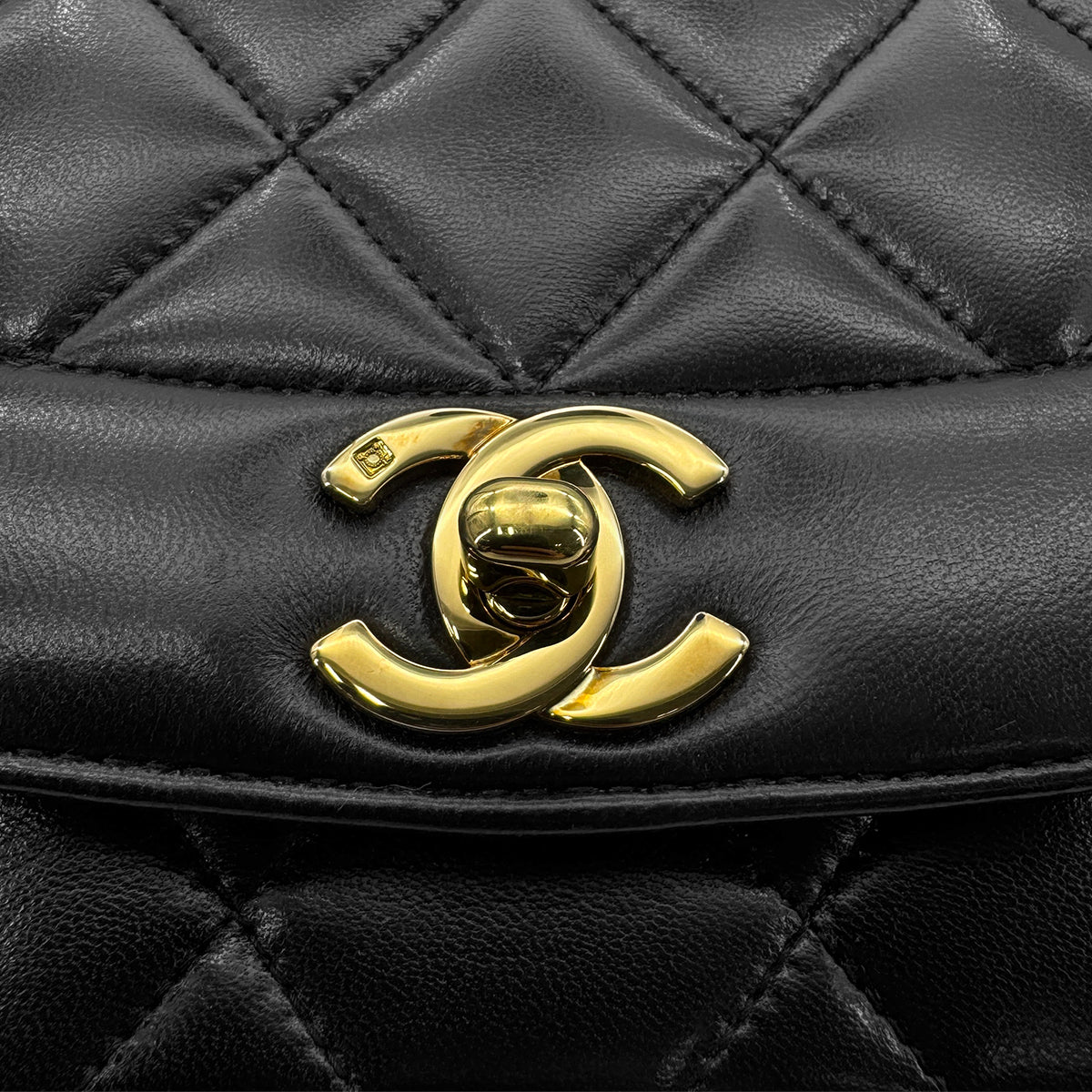 CHANEL VINTAGE DIANA MEDIUM CHAIN SHOULDER BAG BLACK LAMB SKIN 90268321