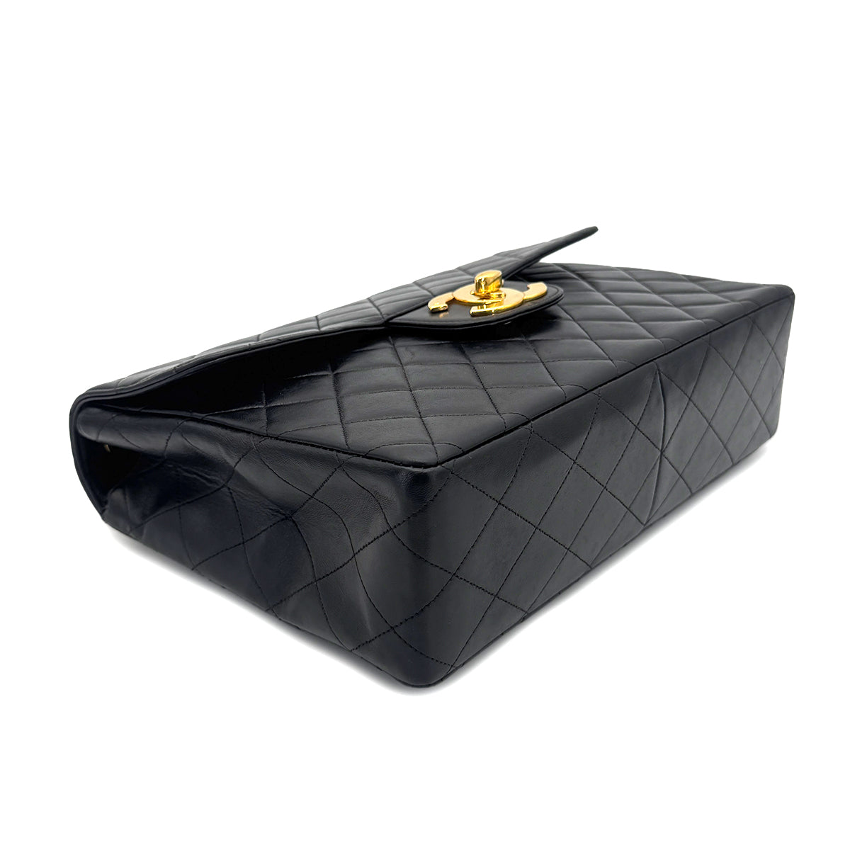 CHANEL VINTAGE JUMBO MATELASSE 30 CHAIN SHOULDER BAG BLACK LAMB SKIN 90268322