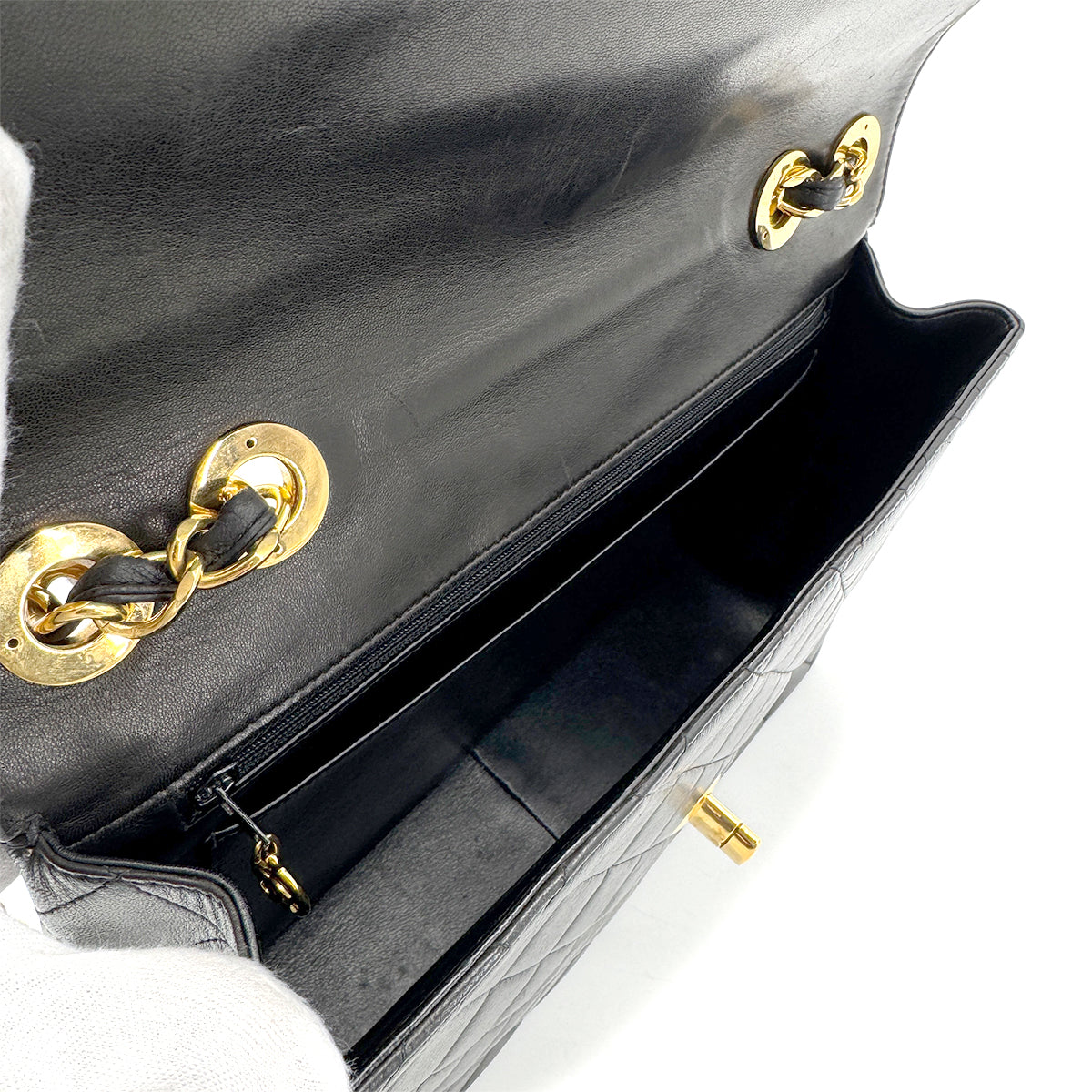 CHANEL VINTAGE JUMBO MATELASSE 30 CHAIN SHOULDER BAG BLACK LAMB SKIN 90268322