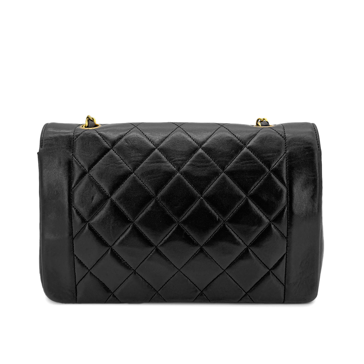 CHANEL VINTAGE DIANA MEDIUM CHAIN SHOULDER BAG BLACK LAMB SKIN 90268323
