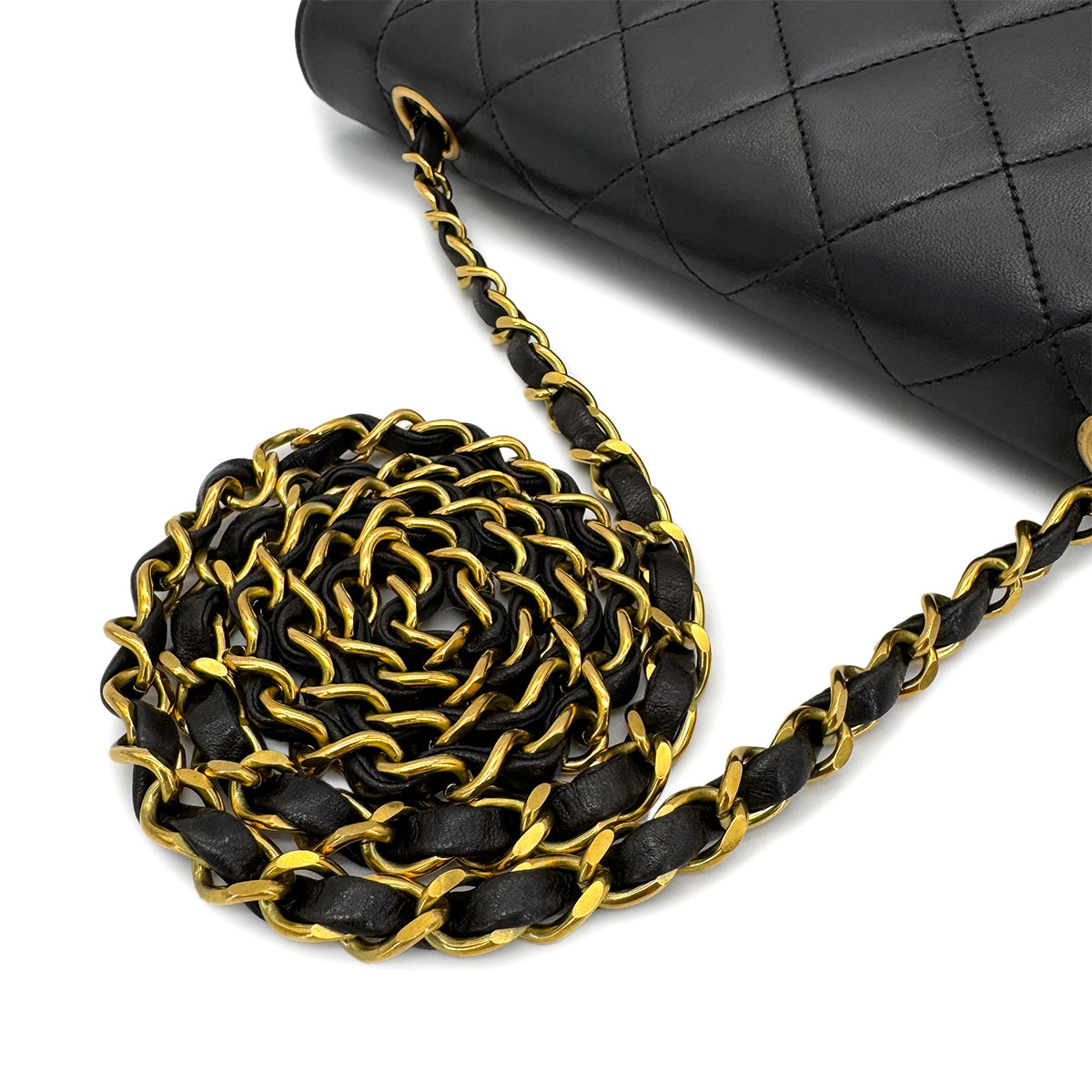 CHANEL VINTAGE DIANA MEDIUM CHAIN SHOULDER BAG BLACK LAMB SKIN 90268323