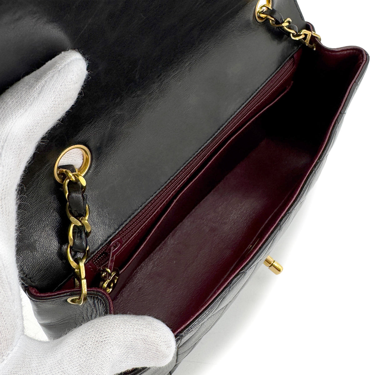 CHANEL VINTAGE DIANA MEDIUM CHAIN SHOULDER BAG BLACK LAMB SKIN 90268323