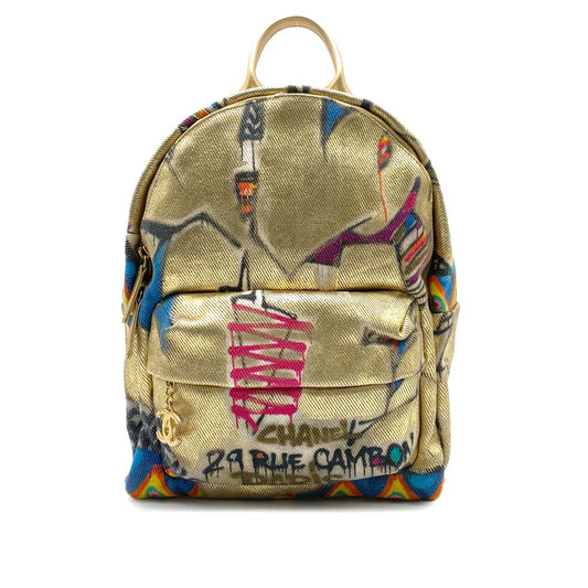 CHANEL BACK PACK GRAFFITI COCOMARK GOLD CANVAS 90268329