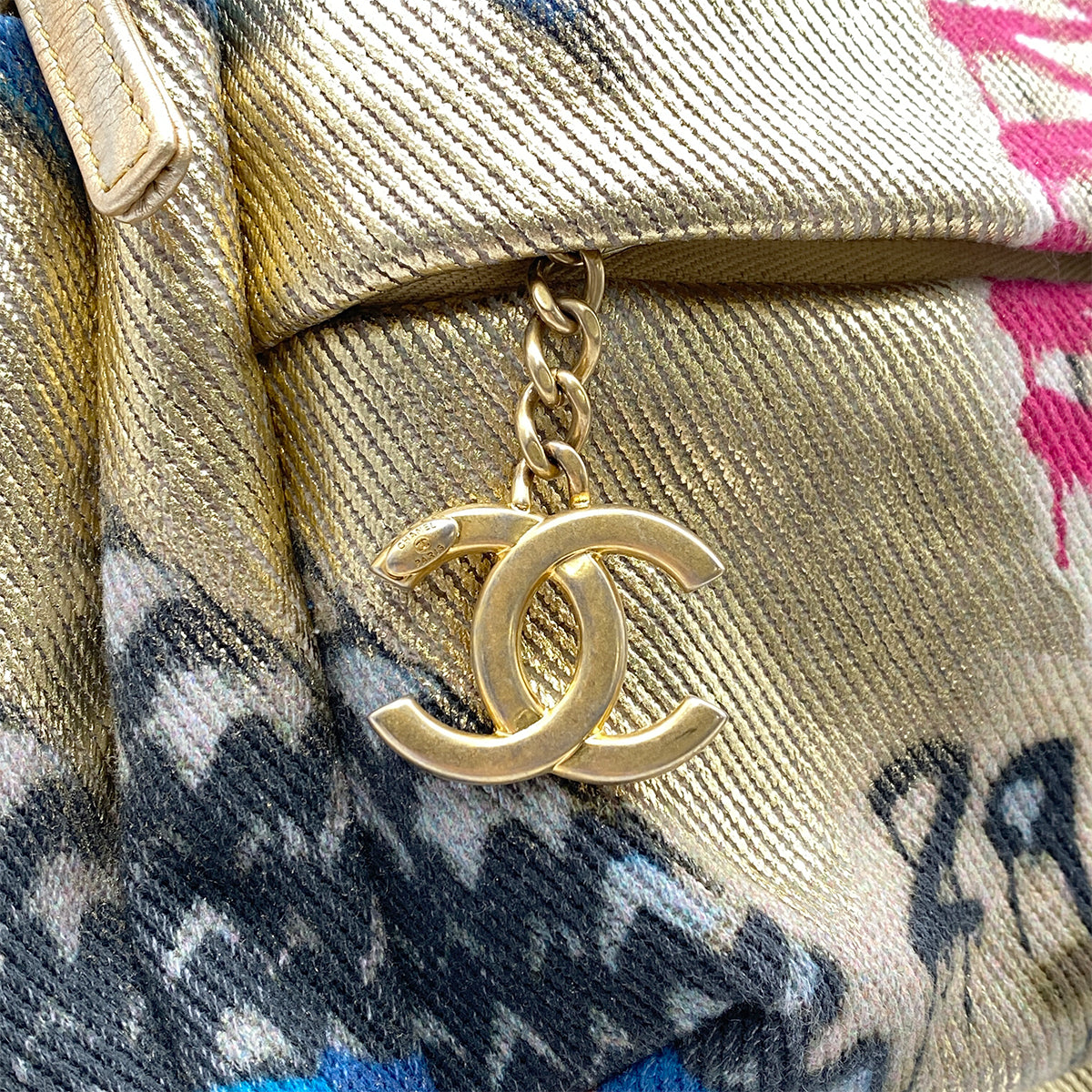 CHANEL BACK PACK GRAFFITI COCOMARK GOLD CANVAS 90268329