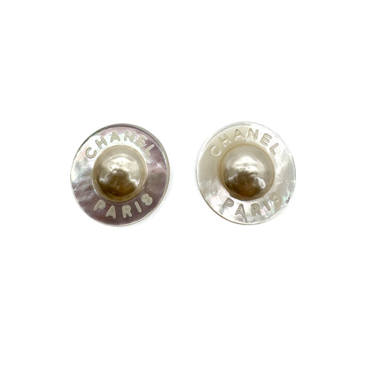 CHANEL VINTAGE EARRINGS ROUND PEARL MOTIF ACCESSORY 96C 90268785