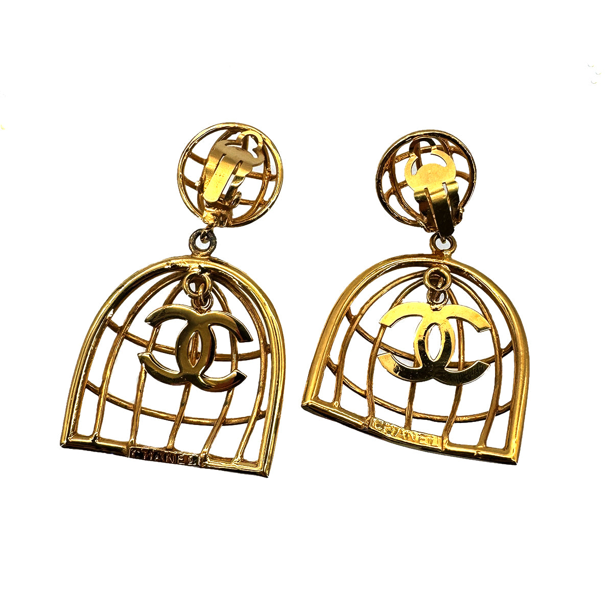 CHANEL VINTAGE EARRINGS BIRDCAGE COCOMARK ACCESSORY 90268787