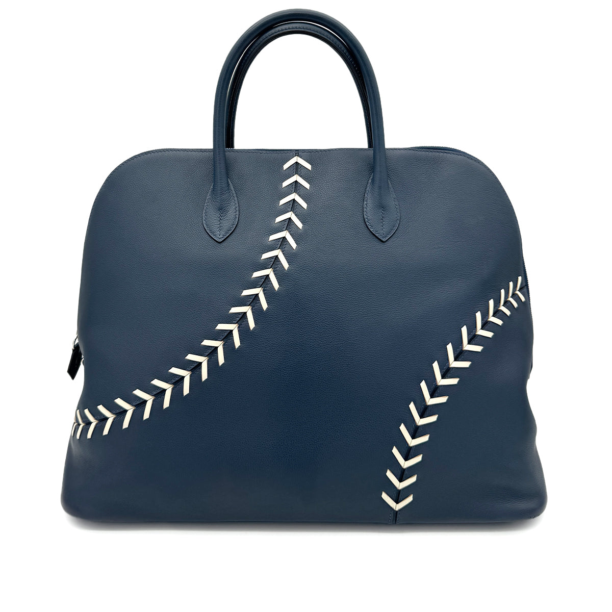 HERMES BOLIDE 1923 BASEBALL 45 BLUE DE MALTE EVERCOLOR HAND BAG C 90268816