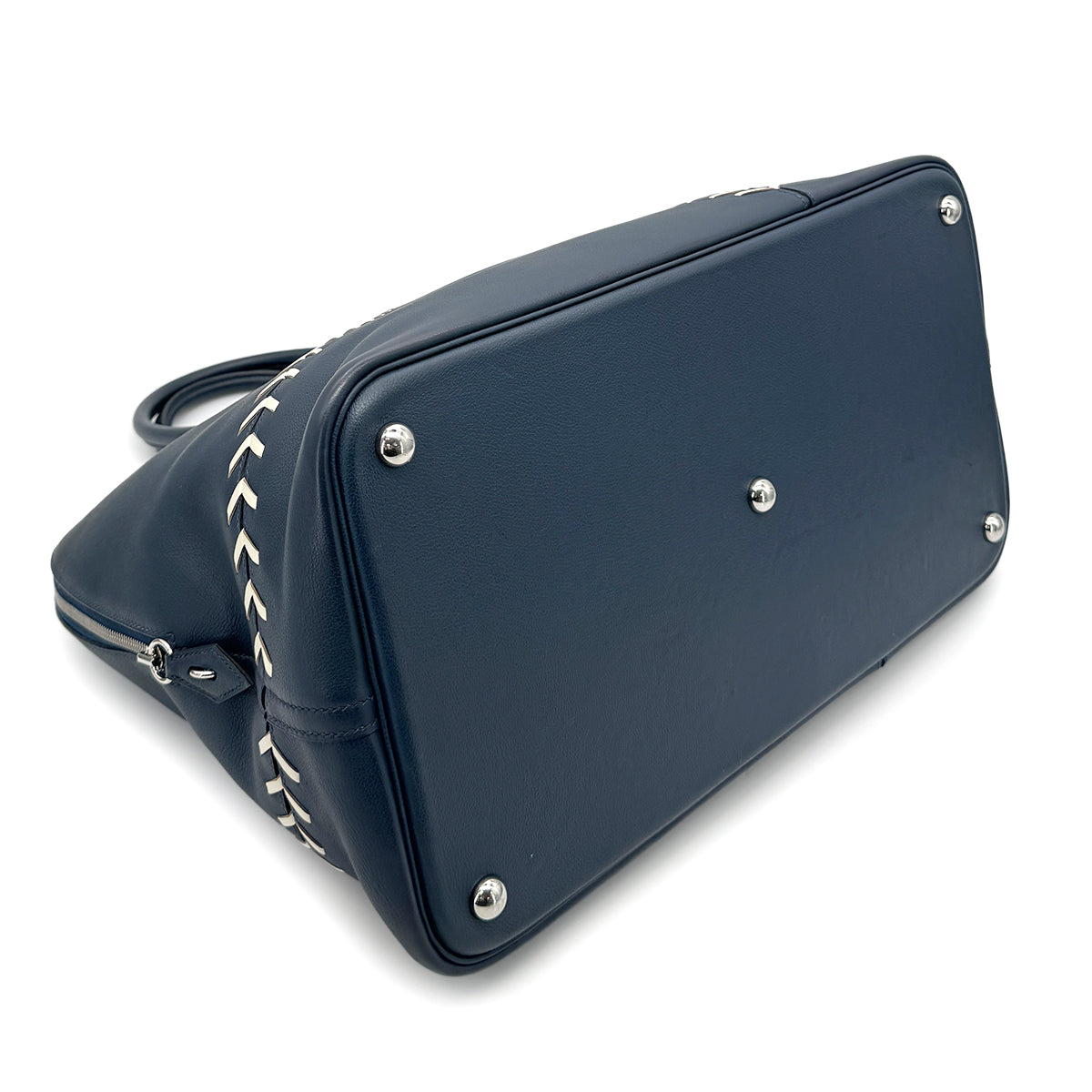 HERMES BOLIDE 1923 BASEBALL 45 BLUE DE MALTE EVERCOLOR HAND BAG C 90268816