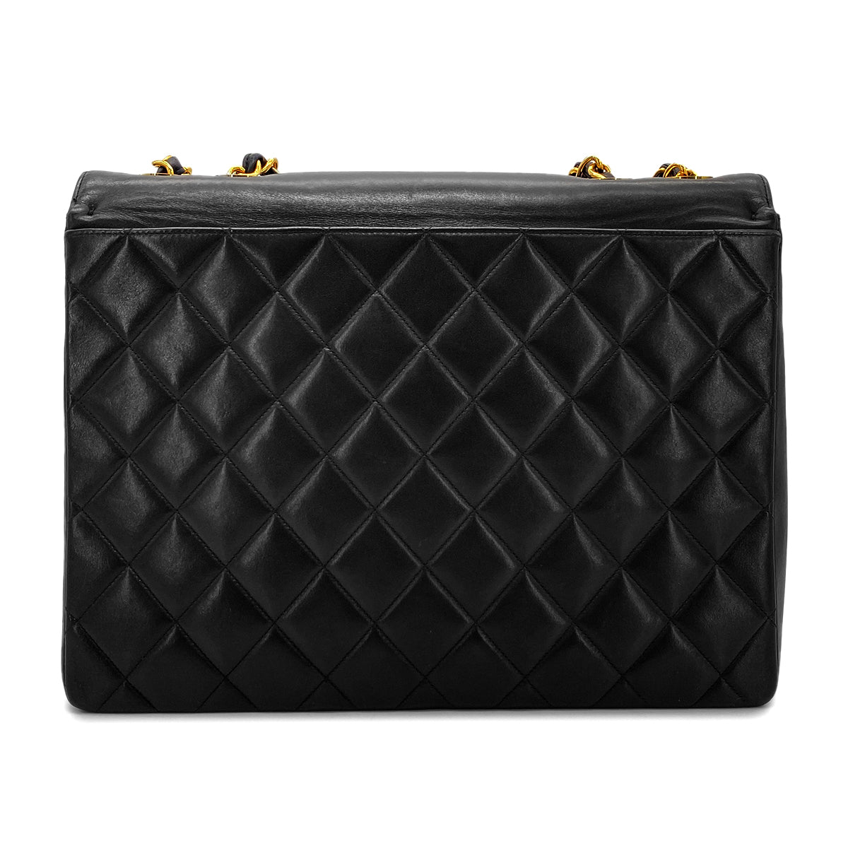 CHANEL VINTAGE BIG COCO MATELASSE CHAIN SHOULDER BAG BLACK LAMB SKIN 90268819