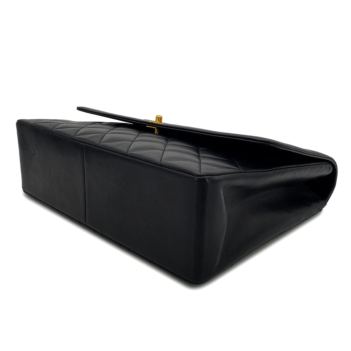 CHANEL VINTAGE BIG COCO MATELASSE CHAIN SHOULDER BAG BLACK LAMB SKIN 90268819