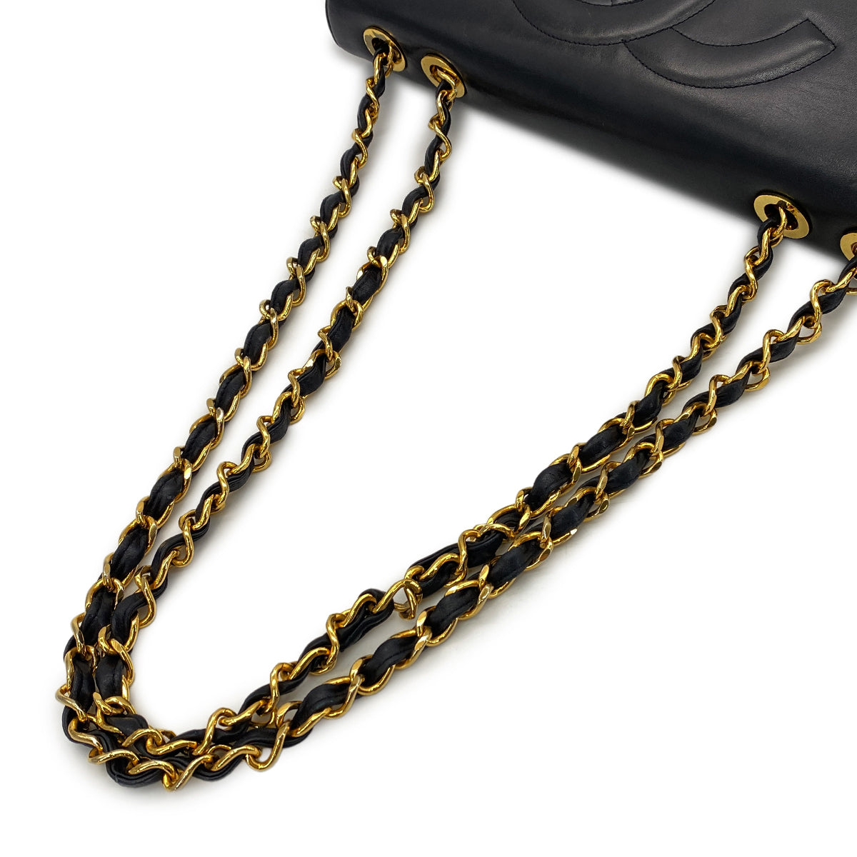 CHANEL VINTAGE BIG COCO MATELASSE CHAIN SHOULDER BAG BLACK LAMB SKIN 90268819