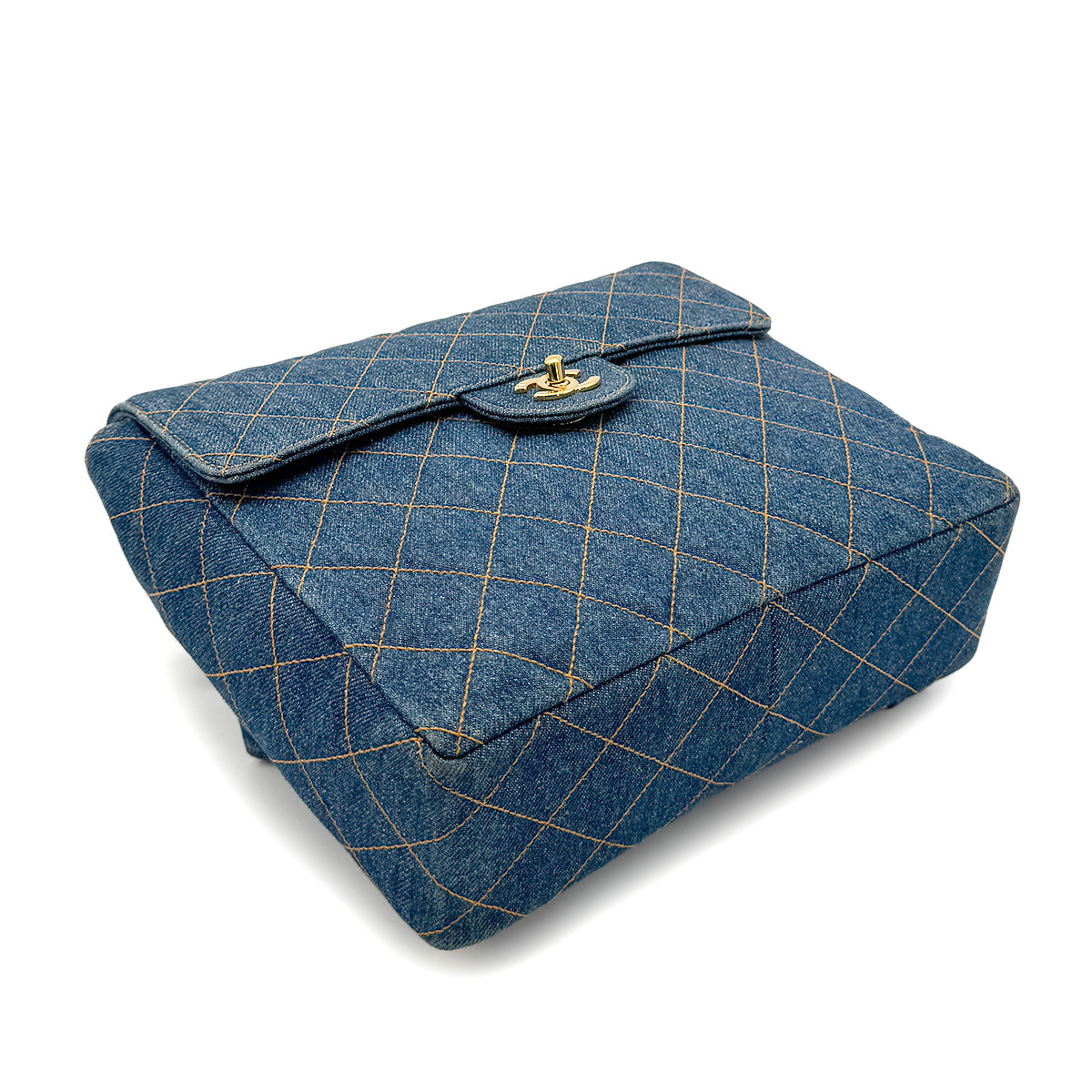 CHANEL VINTAGE MATELASSE CHAIN BACK PACK BLUE DENIM 90268820