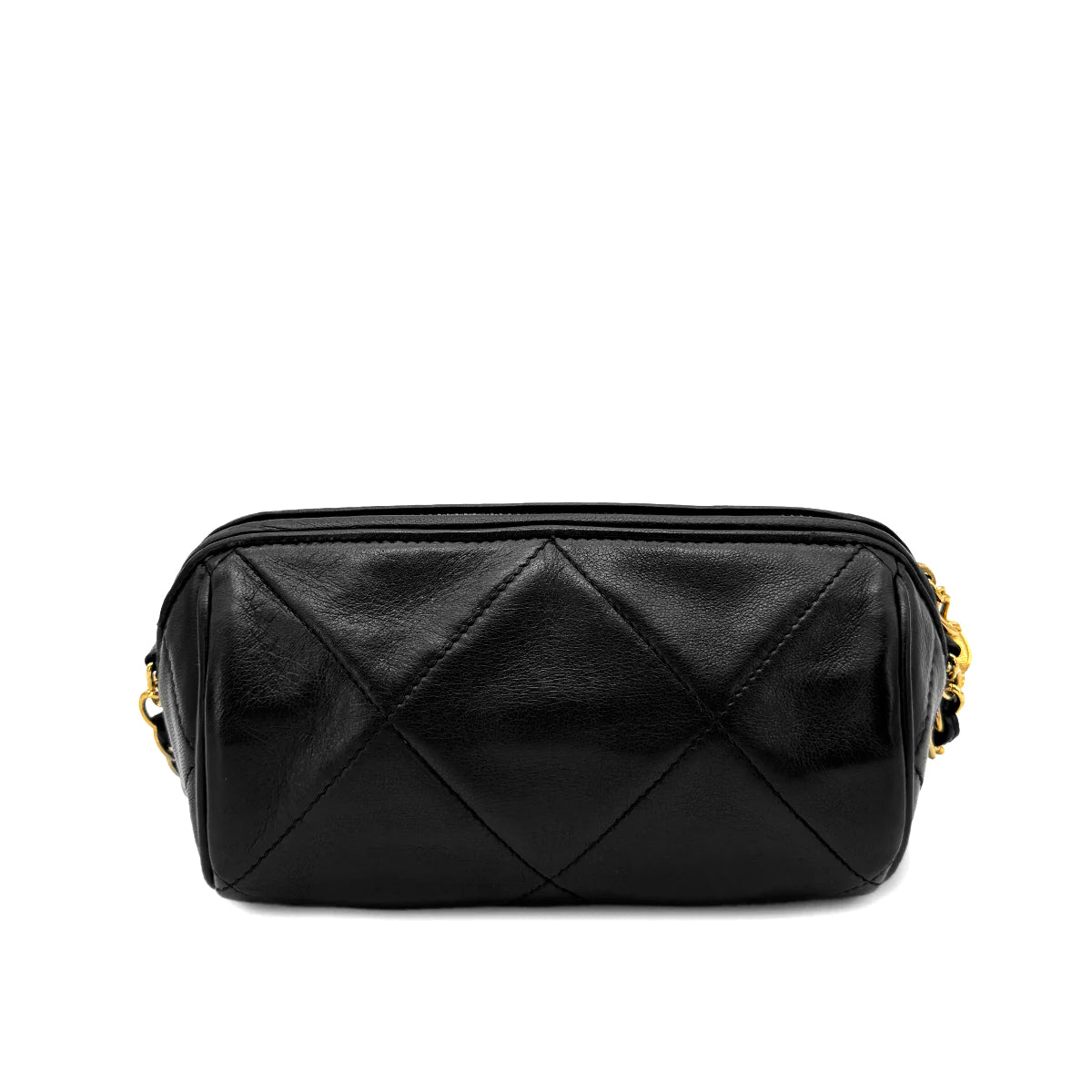 CHANEL VINTAGE FRINGE SHOULDER BAG BLACK LAMB SKIN 90268821