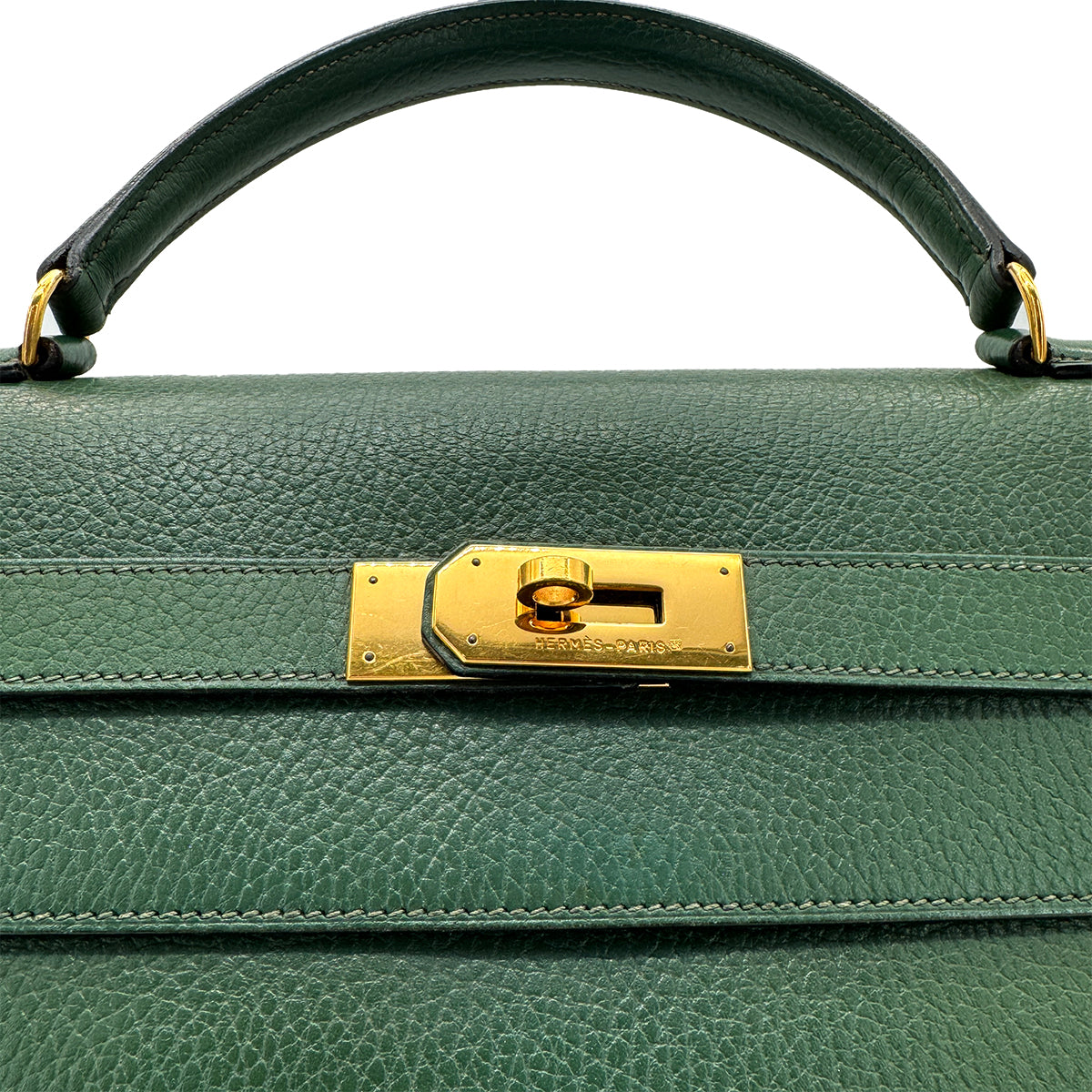 HERMES KELLY 40 RETOURNE GREEN ARDENNES HAND BAG □B GHW 90268830