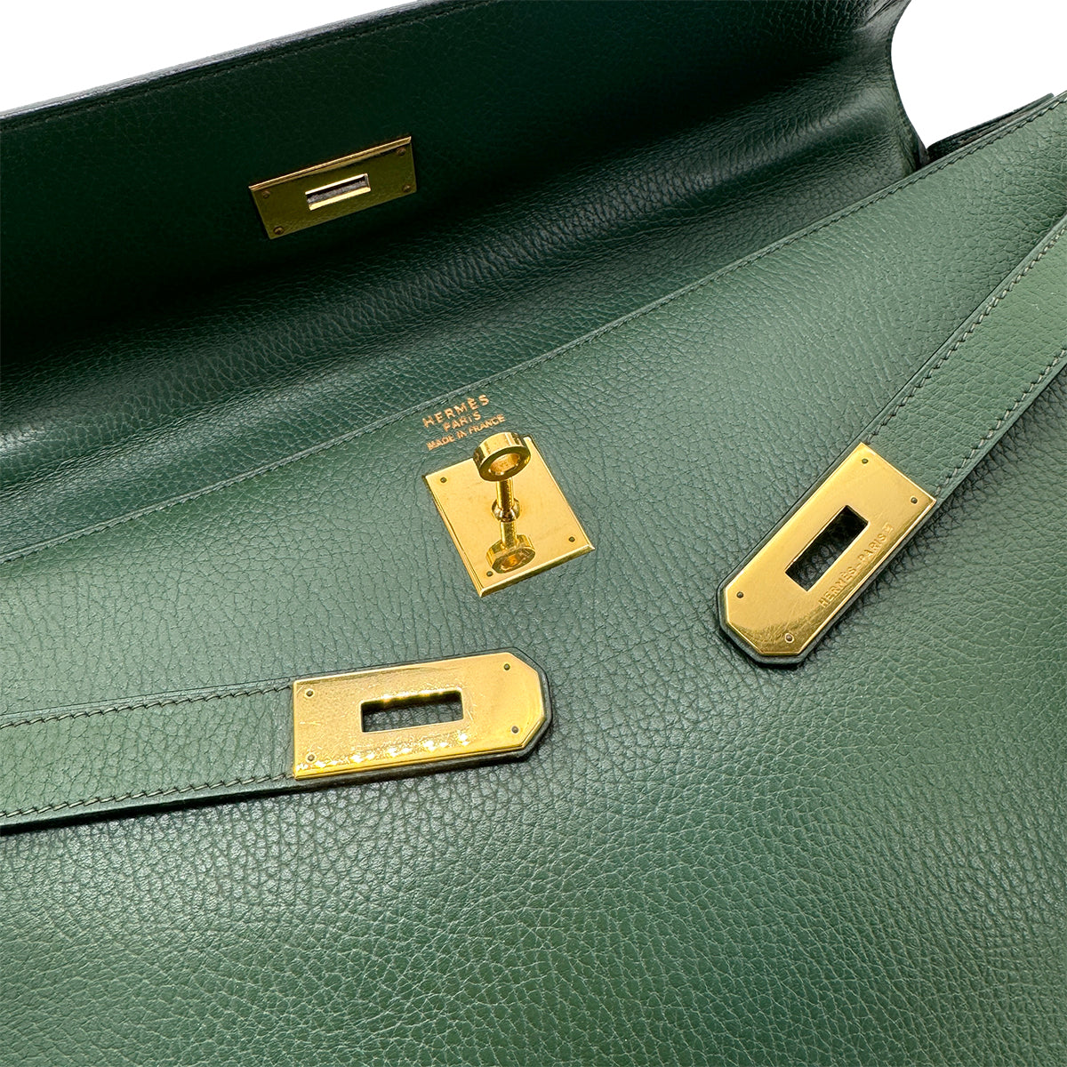HERMES KELLY 40 RETOURNE GREEN ARDENNES HAND BAG □B GHW 90268830