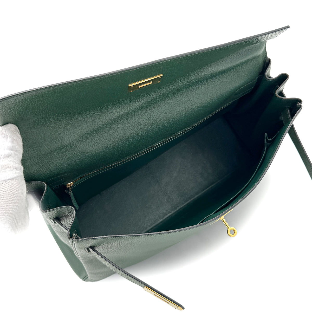 HERMES KELLY 40 RETOURNE GREEN ARDENNES HAND BAG □B GHW 90268830