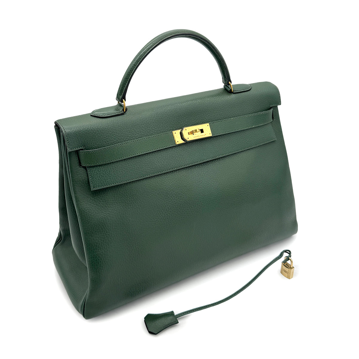 HERMES KELLY 40 RETOURNE GREEN ARDENNES HAND BAG □B GHW 90268830